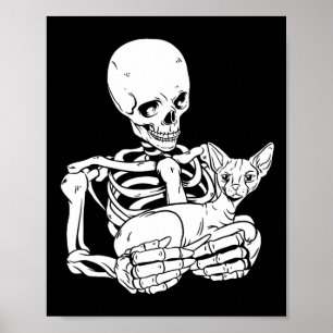 Het houden van Cat Funny Halloween Skull Sphynx Ca Poster