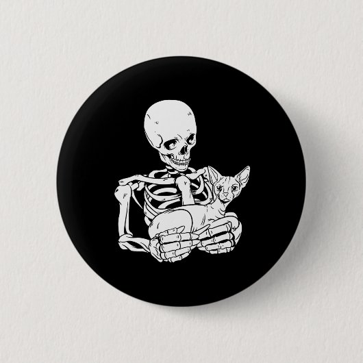 Het houden van Cat Funny Halloween Skull Sphynx Ca Ronde Button 5,7 Cm (Voorkant)