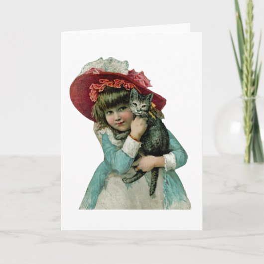 Het houden van een Katje van Kerstmis Feestdagen Kaart (Voorkant)