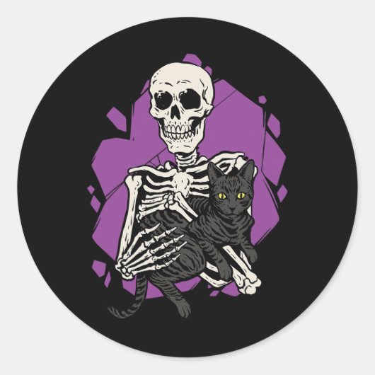 Het houden van een zwarte kat Lazy Halloween kostu Ronde Sticker (Voorkant)