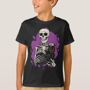 Het houden van een zwarte kat Lazy Halloween kostu T-shirt