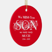 Het houden van Geheugen Gepersonaliseerd Zoon Memo Keramisch Ornament (Rechts)