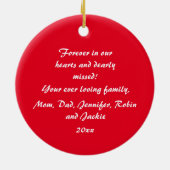 Het houden van Geheugen Gepersonaliseerd Zoon Memo Keramisch Ornament (Achterkant)