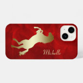 Het houden van gouden paarden Silhouette Red iPhone Hoesje (Achterkant horizontaal)