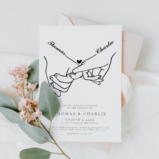 Het houden van Handen Eenvoudige Minimale Bruiloft Kaart