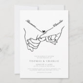 Het houden van Handen Eenvoudige Minimale Bruiloft Kaart (Voorkant)