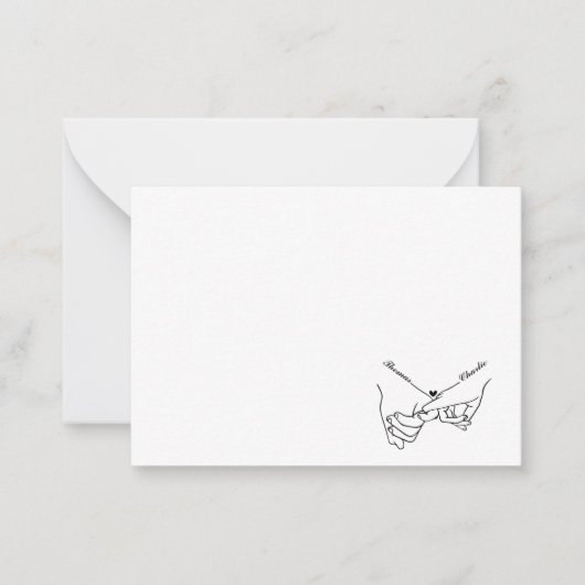 Het houden van Handen Eenvoudige Minimale Bruiloft Notitiekaartje (Voorkant)