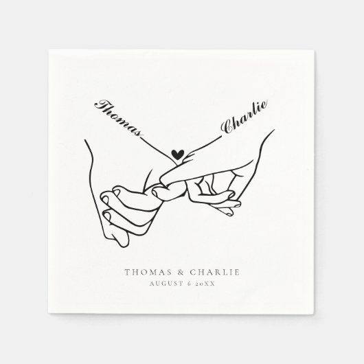 Het houden van Handen Eenvoudige Minimale Bruiloft Servet (Voorkant)