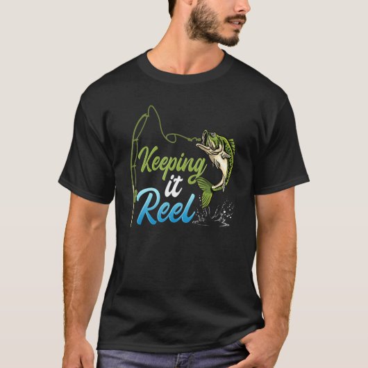 Het houden van het Reel Vist GIF het Springen Vish T-shirt (Voorkant)