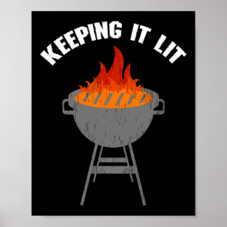 Het houden van het verlicht grappig BBQ grillen Poster