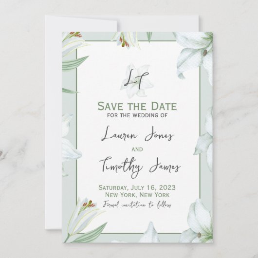 Het houden van Lillies sparen de Datum Save The Date (Voorkant)