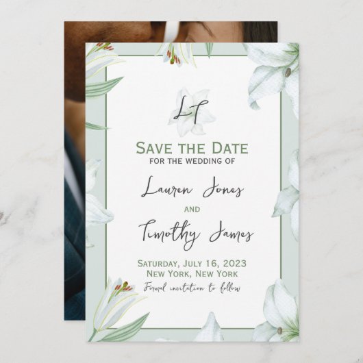 Het houden van Lillies sparen de Datum Save The Date (Voorkant / Achterkant)