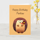 Het houden van moeder Birthday Cute Hegg Animal Kaart (Gele Bloem)