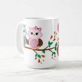 Het houden van Owl koppel op een tak Koffiemok (Voorkant links)