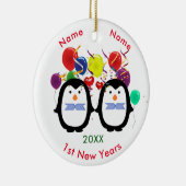 Het houden van Pinguïn paar twee mannetjes de eers Keramisch Ornament (Rechts)