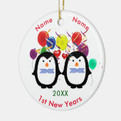 Het houden van Pinguïn paar twee mannetjes de eers Keramisch Ornament (Links)