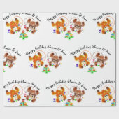 Het houden van tweelingen apen verjaardagsdagsverp cadeaupapier (Vlak)