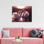 Het houden Zwans die een Hart vormen Canvas Afdruk (Insitu (Woonkamer))