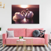 Het houden Zwans die een Hart vormen Canvas Afdruk (Insitu (Woonkamer))