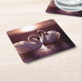 Het houden Zwans die een Hart vormen Kartonnen Onderzetters (Schuin)