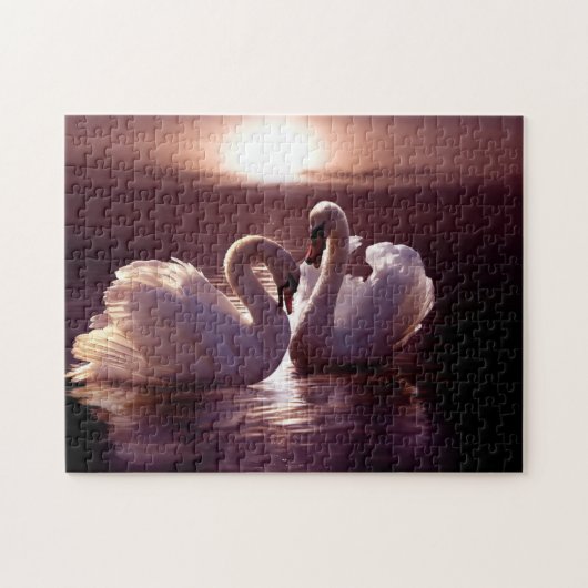 Het houden Zwans die een Hart vormen Legpuzzel (Horizontaal)