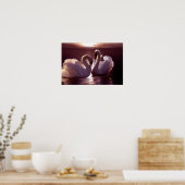 Het houden Zwans die een Hart vormen Poster (Keuken)