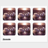 Het houden Zwans die een Hart vormen Vierkante Sticker (Vel)