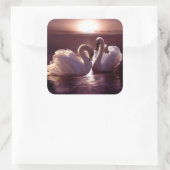 Het houden Zwans die een Hart vormen Vierkante Sticker (Tas)