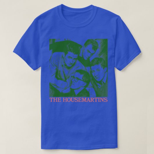 Het Housemartins Retro 80s stijlvolle ventilatoron T-shirt (Design voorkant)