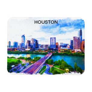 Het Houston Texas Panorama Uitzicht Magneet