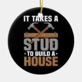 Het hout dat een stommerik bouwt huis Carpenter Keramisch Ornament (Voorkant)