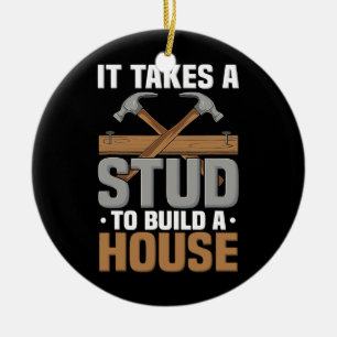 Het hout dat een stommerik bouwt huis Carpenter Keramisch Ornament