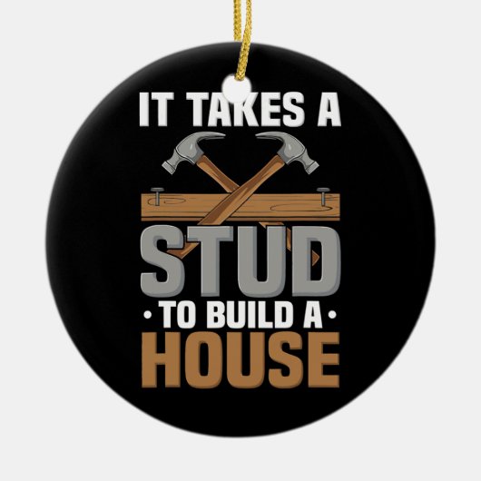 Het hout dat een stommerik bouwt huis Carpenter Keramisch Ornament (Voorkant)