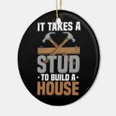 Het hout dat een stommerik bouwt huis Carpenter Keramisch Ornament (Links)