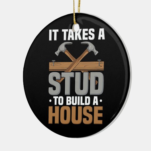 Het hout dat een stommerik bouwt huis Carpenter Keramisch Ornament (Links)