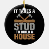 Het hout dat een stommerik bouwt huis Carpenter Keramisch Ornament (Achterkant)