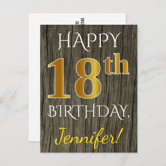 Het Hout van Faux, Gouden 18de Verjaardag Faux + Briefkaart (Voorkant / Achterkant)