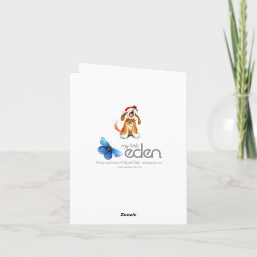 Het huilen hymne het zingen Kerstmis van het hond Feestdagen Kaart (Achterkant)