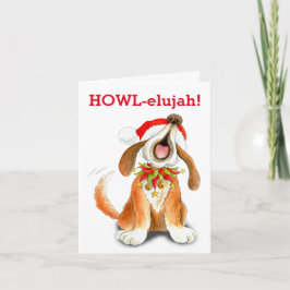 Het huilen hymne het zingen Kerstmis van het hond Feestdagen Kaart
