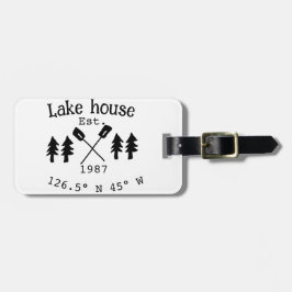 Het huis aan het meer. Datum jaar aangepaste coörd Bagagelabel