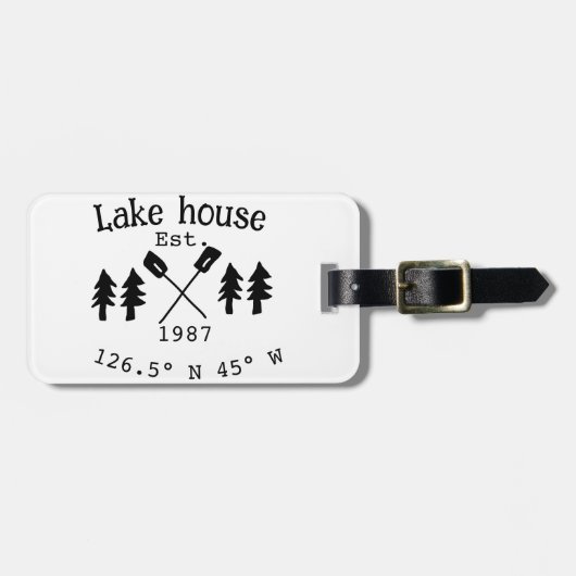 Het huis aan het meer. Datum jaar aangepaste coörd Bagagelabel (Voorkant horizontaal)