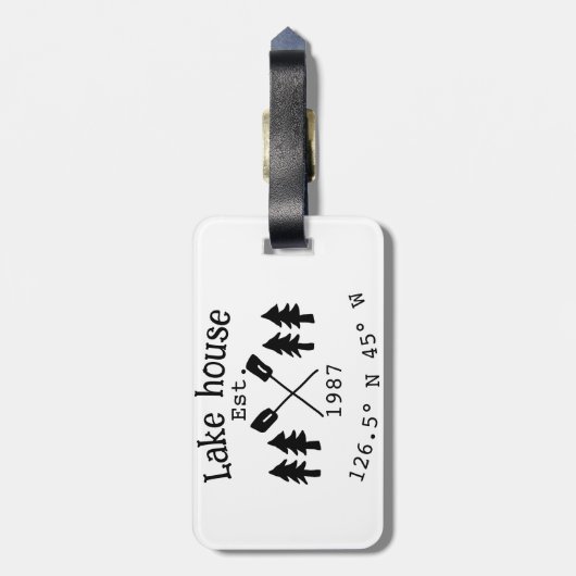 Het huis aan het meer. Datum jaar aangepaste coörd Bagagelabel (Achterkant verticaal)