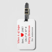 Het huis aan het meer. Datum jaar aangepaste coörd Bagagelabel (Voorkant (verticaal))