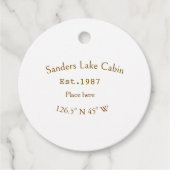 Het huis aan het meer. Datum jaar aangepaste coörd Bedankjes Labels (Voorkant)