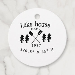 Het huis aan het meer. Datum jaar aangepaste coörd Bedankjes Labels