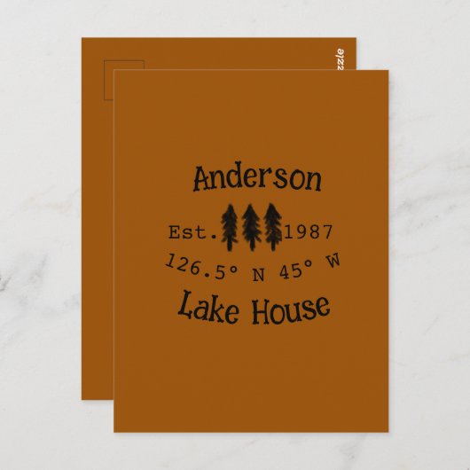 Het huis aan het meer. Datum jaar aangepaste coörd Briefkaart (Voorkant / Achterkant)