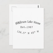 Het huis aan het meer. Datum jaar aangepaste coörd Briefkaart (Voorkant / Achterkant)