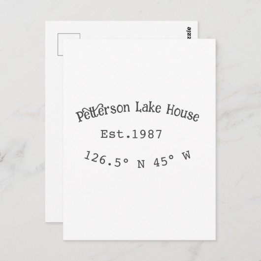 Het huis aan het meer. Datum jaar aangepaste coörd Briefkaart (Voorkant / Achterkant)