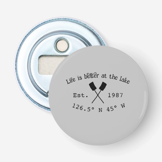 Het huis aan het meer. Datum jaar aangepaste coörd Button Flesopener (Voorkant)