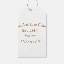 Het huis aan het meer. Datum jaar aangepaste coörd Cadeaulabel